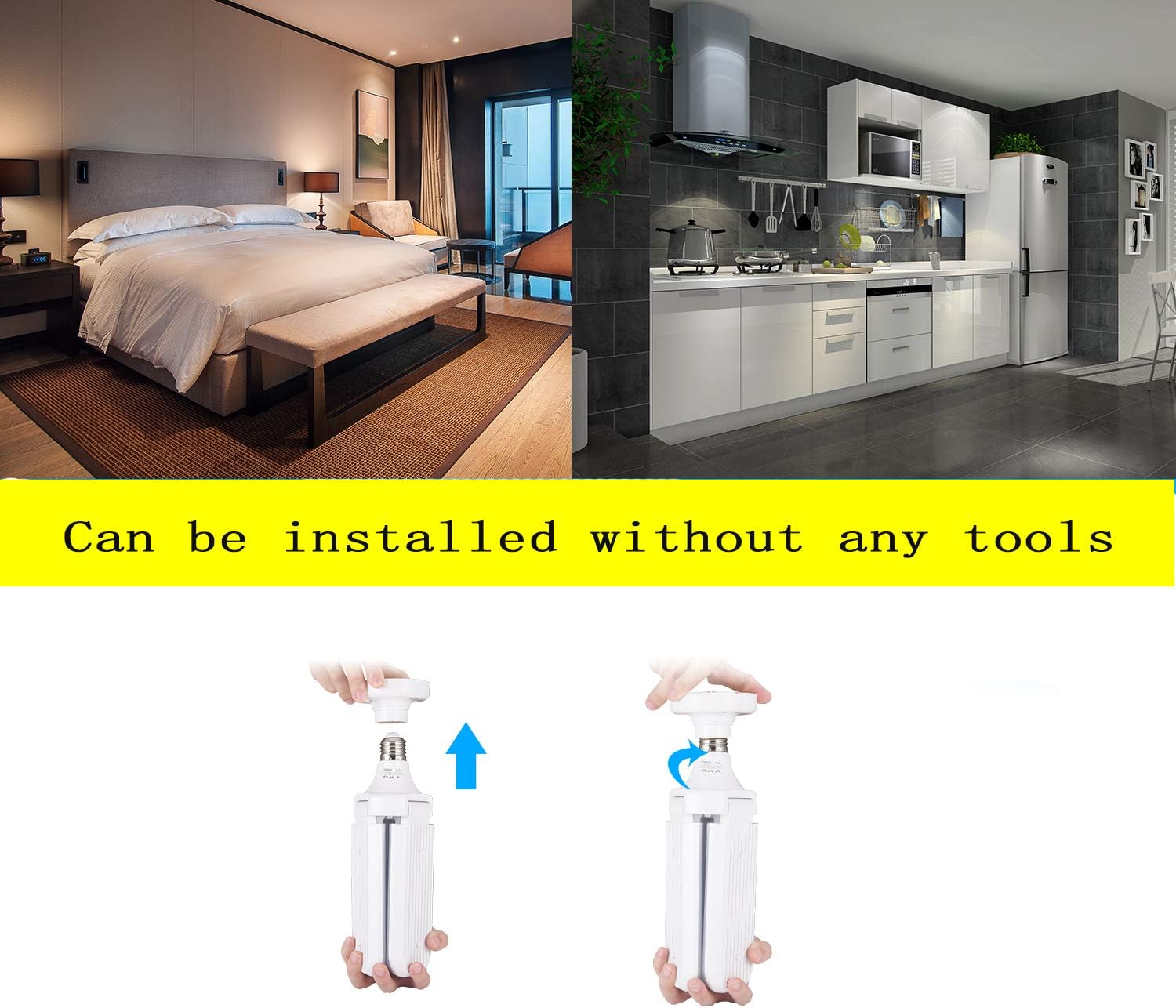 YWD LED Garage Light Equivalent 400W,5000LM 6500K Led Bulb,E27 Medium Base, Led Deformable Workshop Light, Workbench, Barn, Warehouse
