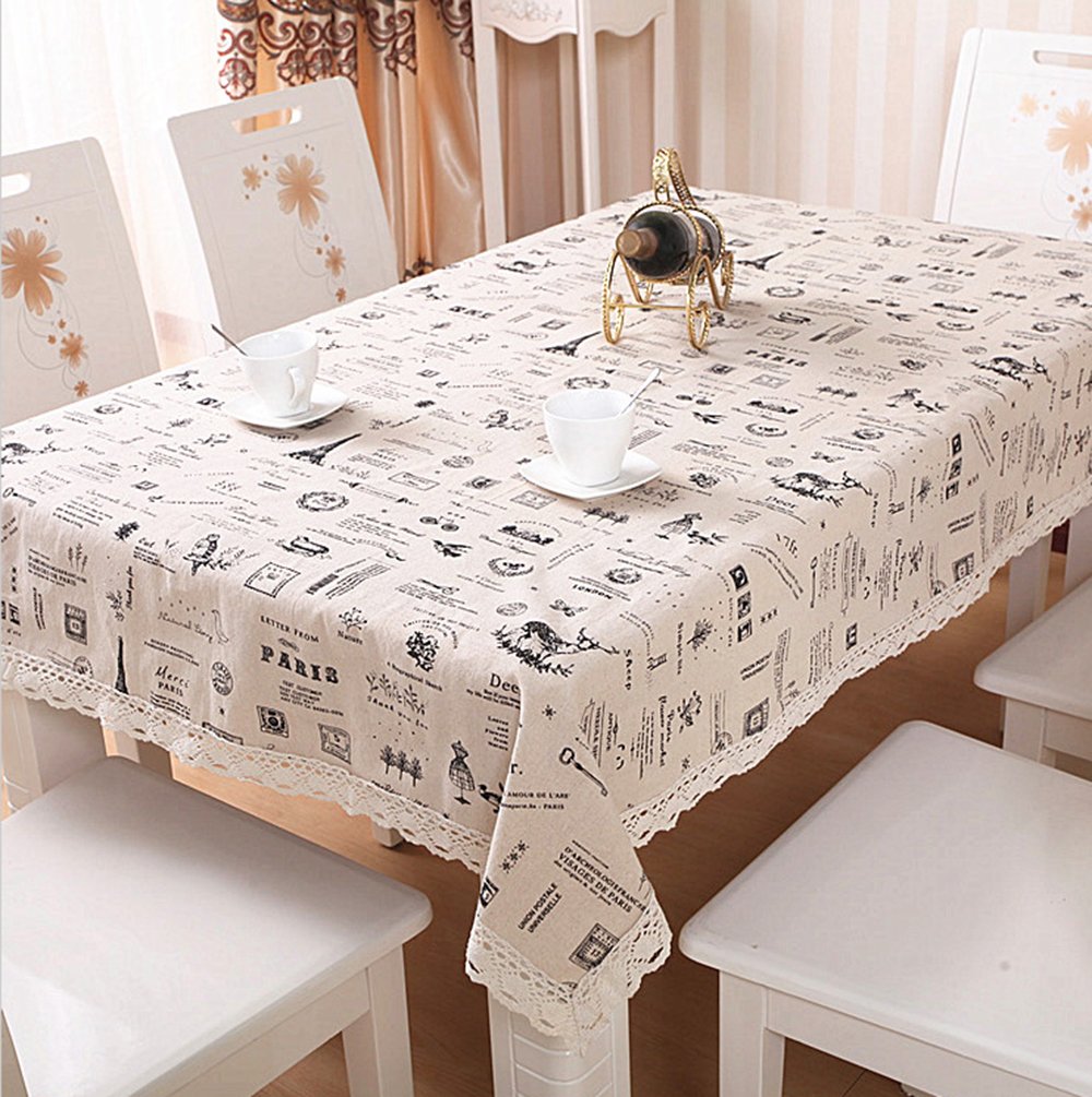 Addfun®Tablecloth, Cotton Jute Blended Fabrics Rectangular Tablecloth(110X160CM,D)