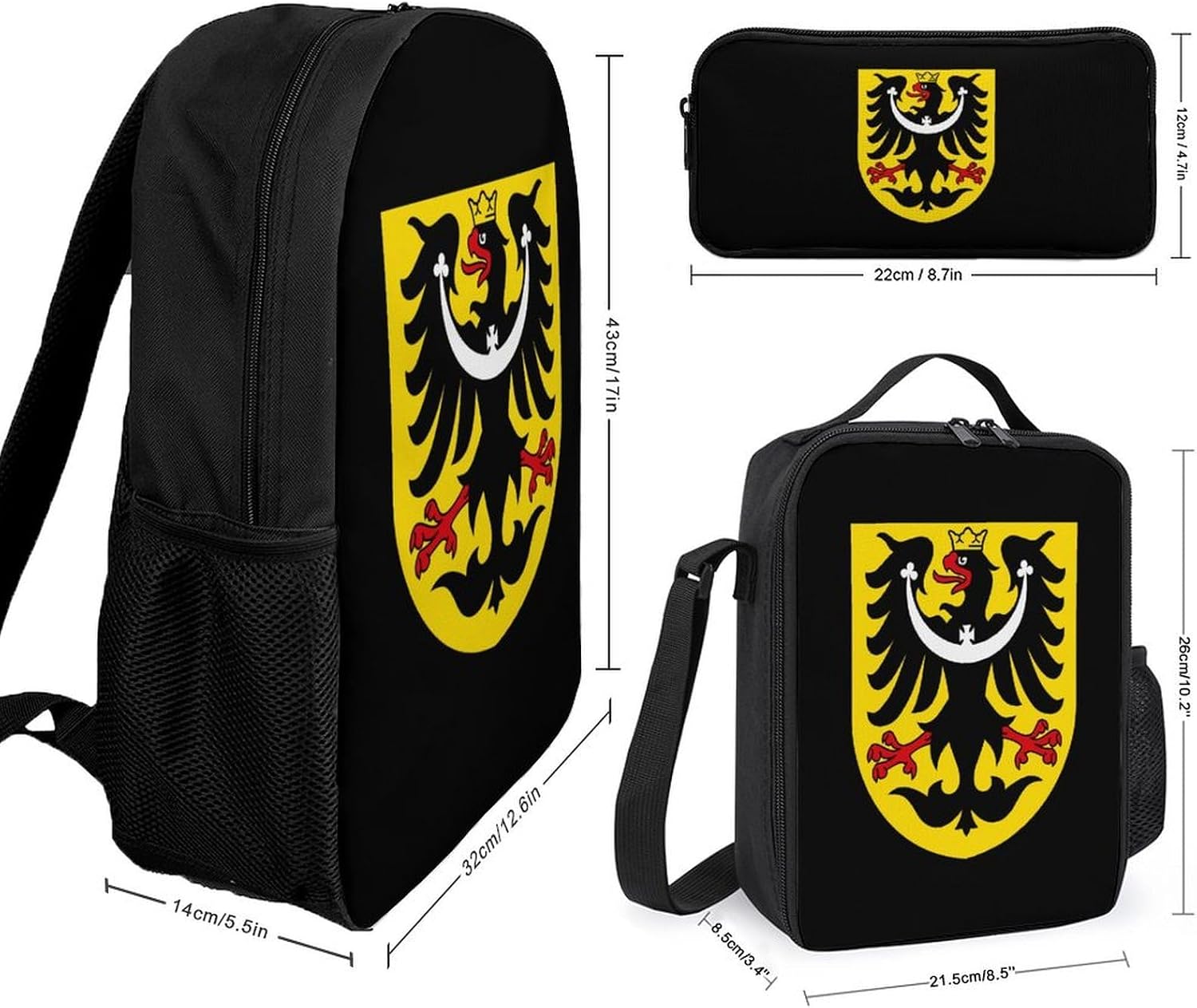 Znak Slezska Czech Republic Fashion Backpack Set 3 in 1 Insulated Lunch Bag image 2