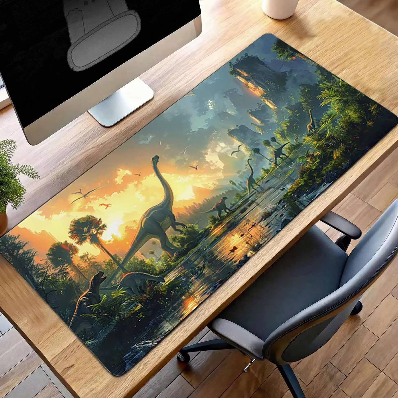 Alfombrilla de Ratón Gaming Bosque, Alfombrilla Ratón XXL 100 x 50cm Verde Mouse Pad con Bordes Cosidos, Impermeable Base de Antideslizante Caucho Tapete Rato para Oficina, Regalo PjY8966 F-6