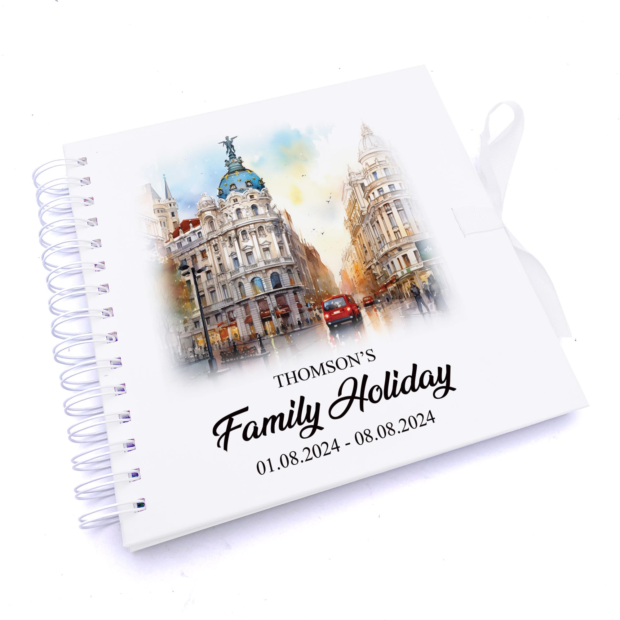 Personalised Madrid Holiday Memory Scrapbook Journal Photo Albums (Grand Via, 8 x 8 Inches)