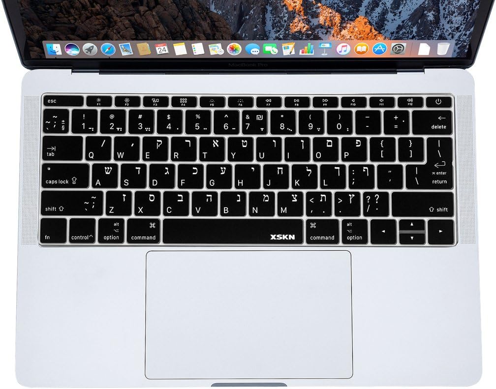 XSKN Hebrew Keyboard Protector Cover Skin for New MacBook 12 Inch A1534 and New MacBook Pro 13 Inch A1708 (2016 Version, No TouchBar), US EU Layout (Black)