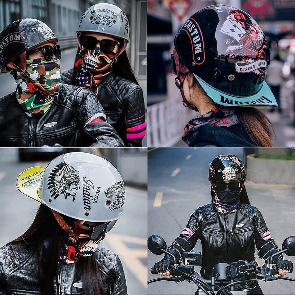 Halbschalenhelm Mit ECE-Zulassung Vintage Motorradhelm Baseball Cap Cruiser Chopper Scooter Helm Herren Retro Motorrad Halbhelm Damen Mofa Helm