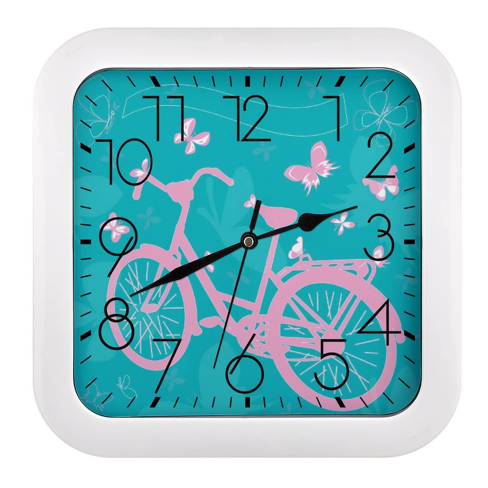 Horloge murale bicyclette papillon moderne et silencieuse 26cm pour decoration interieur bureau