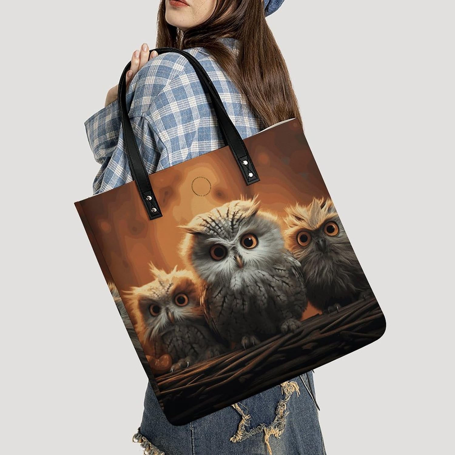 Cute Owl Baby Handbags Large Capacity, Tote Bag Stylish Slouchy, Shoulder Bags for Work Beach Travel And Shopping Grocery.