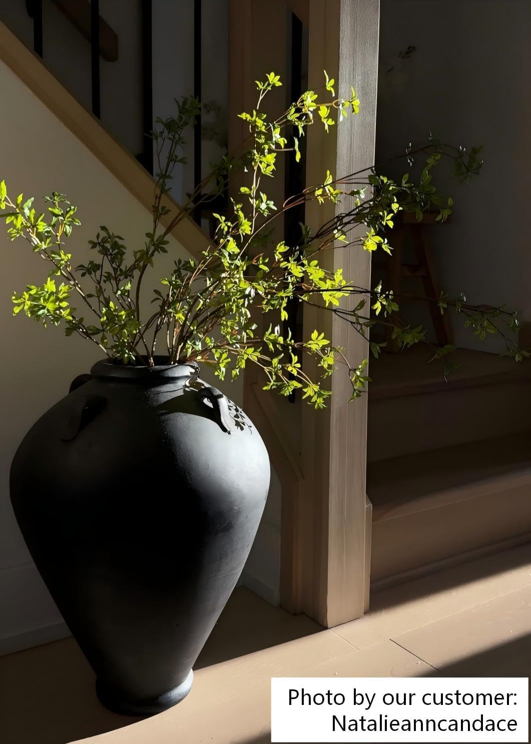 Avoeco Artificial Greenery Stems, 47”Tall Fake Plants Branches, Real Touch Faux Enkianthus Perulatus Twig Leaf for Home Garden Office Wedding Vase Filler Shop Decoration (3 Packs-Green)