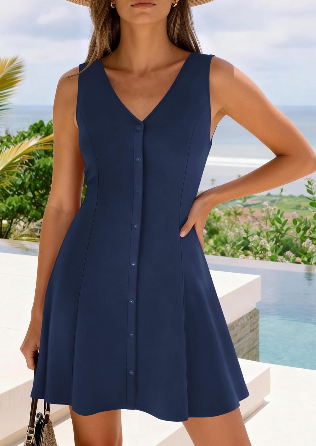 PRETTYGARDEN Sundresses for Women 2026 Casual Short Summer Dresses Sleeveless V Neck Tank A Line Spring Beach Vacation Dress - Image 4