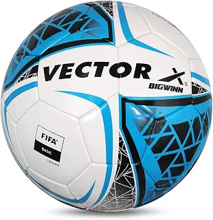 Vector X Bigwinn - Balón de fútbol para interiores y exteriores aprobado por la FIFA Basic de 32 paneles en relieve, color cielo blanco, tamaño 5, adecuado para partidos y entrenamiento para adultos