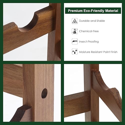 Miniatura 5 de everous Estante de madera para vino, estante de almacenamiento de vino para 7 neumáticos, soporte para 28 botellas, estante de exhibición