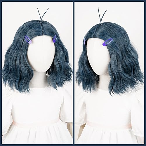 Vista 126 de Pelucas de sirena para niños y niñas, 21 pulgadas de largo, rizadas, color rojo oscuro, peluca de onda de sirena con clip de estrella de mar