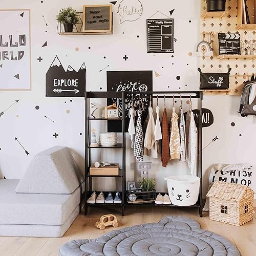 Miniatura 12 de Sweet Home from wood Armario infantil – Perchero de madera con riel colgante y estante de exhibición para niños – Muebles de vestir de bricolaje,