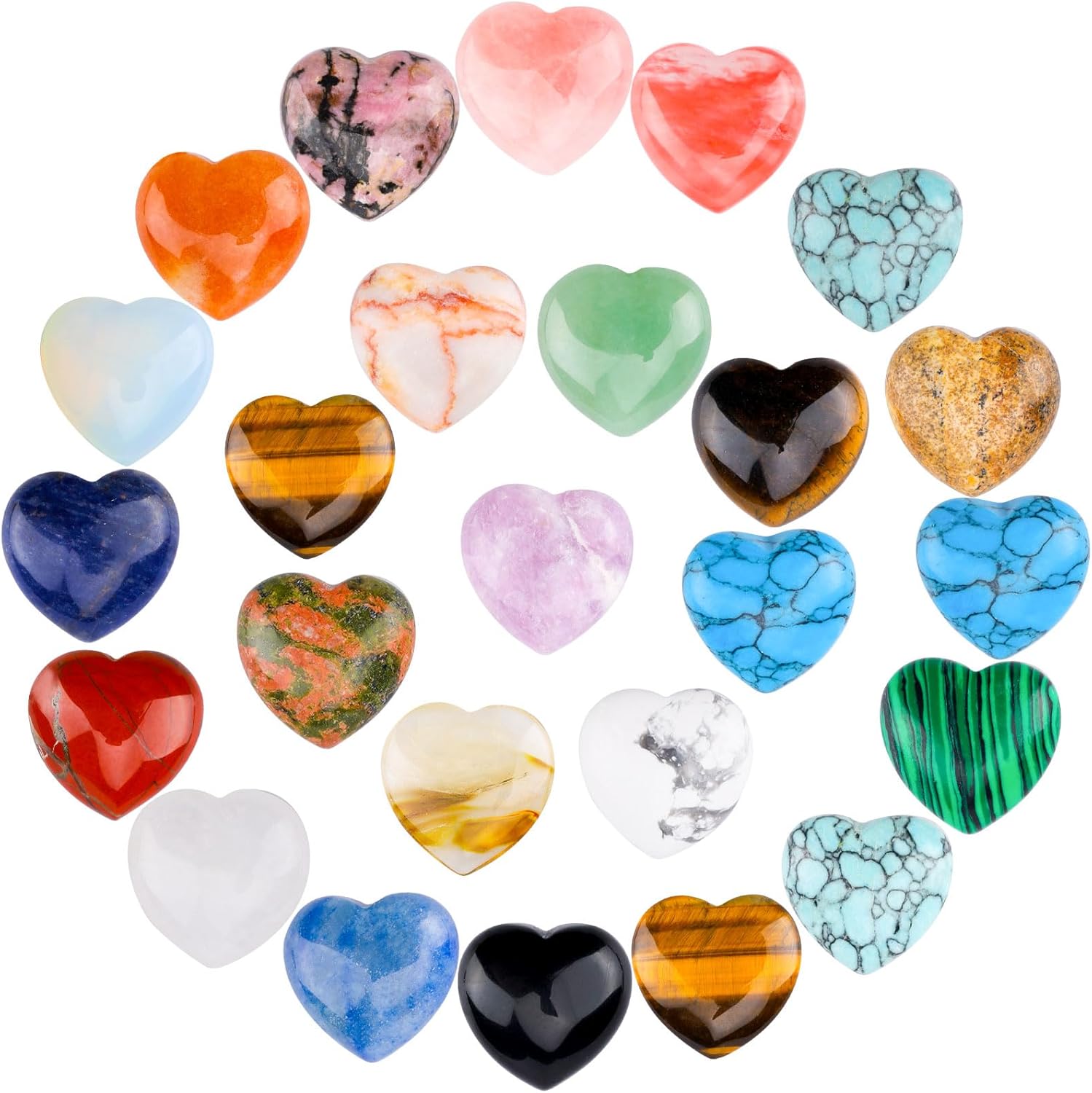 Prota Heilsteine Herz Set - 34 Bunte Kristalle Für Meditation & Deko