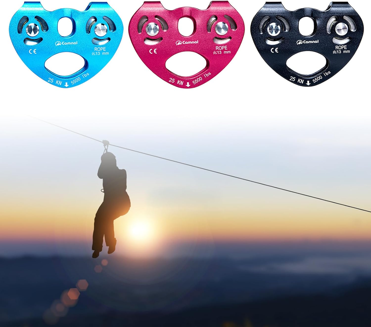 Thereisno Climbing Pulley Trolley Professional Mountaineering Equipment Caving Tool Climbing Pulley for Outdoor Rock Climbing Use Climbing Pulley