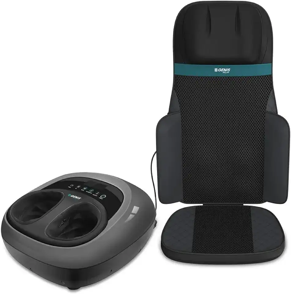 GENIS RELAX Assento Massageador Shiatsu Comfort e Massageador para pés com aquecimento Bivolt