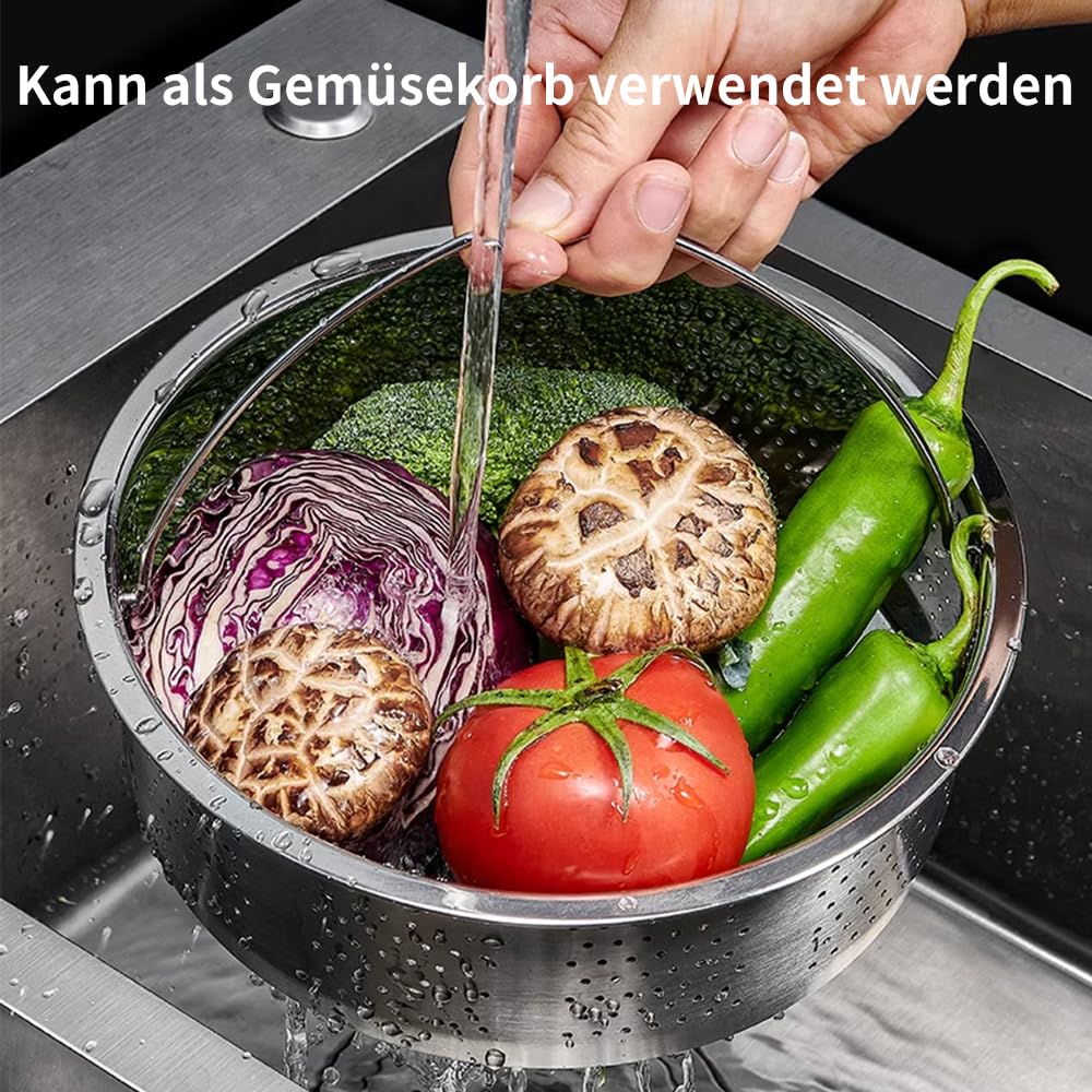 Vaporera de acero inoxidable 304, inserto al vapor para olla, inserto para olla, colador para ollas, ollas de cocina, olla a presión, guisar verduras, frutas, huevos, 22 cm