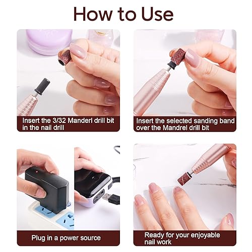 Miniatura 5 de 150 bandas de lijado profesionales para taladro de uñas, brocas de lijado para manicura y pedicura, 80 bandas de lijado de uñas gruesas, 120
