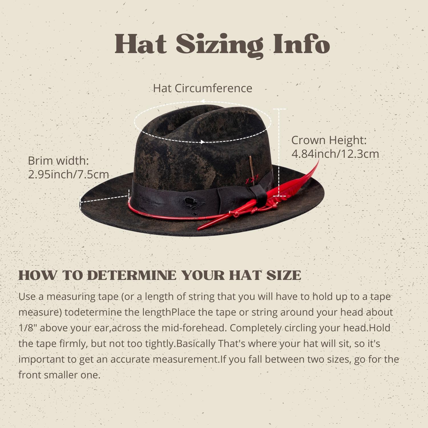 RUEDIGER Vintage Short Brim Fedora Hats 100% Wool Firm Felt Hat Panama Gambler Hat with Lightning Logo Handmade Distressed - Image 4