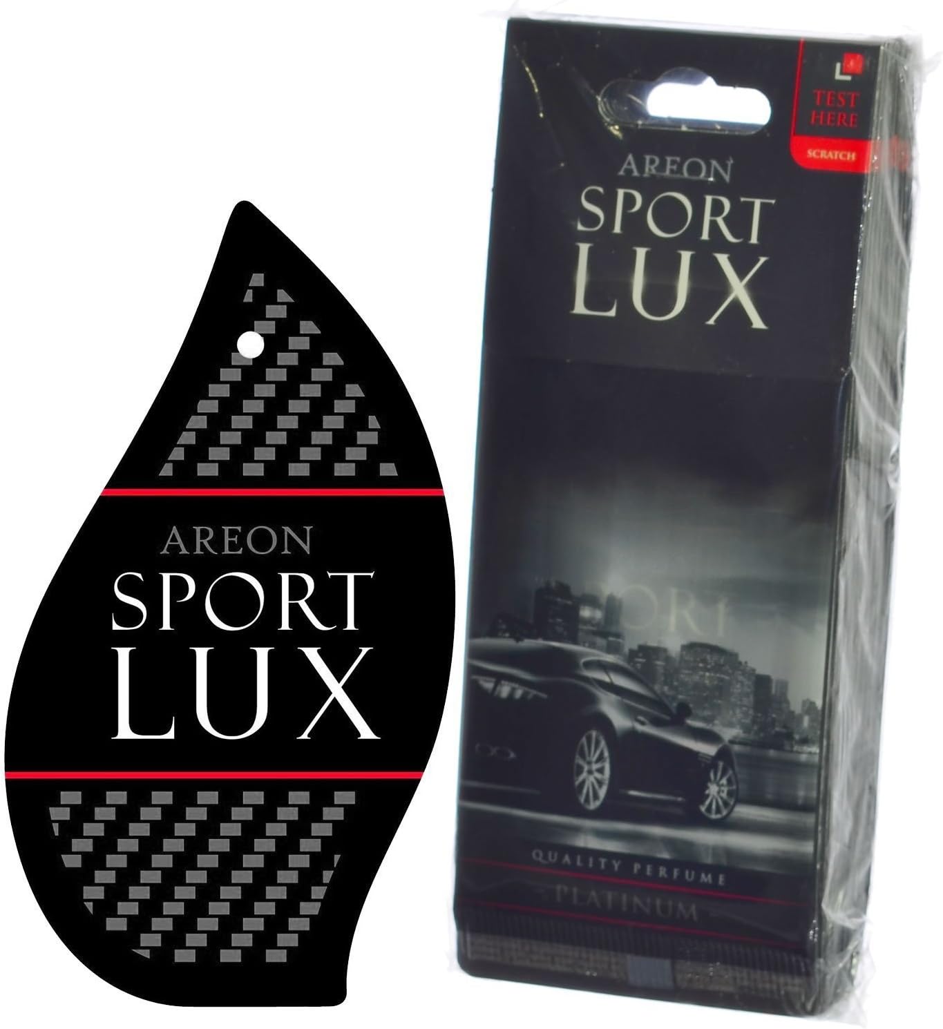 AREON Sport Lux PLATINUM Paper Hanging Car Air Freshener - Pack of 12 | Long Lasting Fragrance - Rear View Mirror Design - Car Home Office Closet Use - Helps Reduce Odors