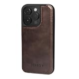 TORRO Leather Case Compatible with iPhone 15 Pro – Premium Leather Bumper Case - Dark Brown