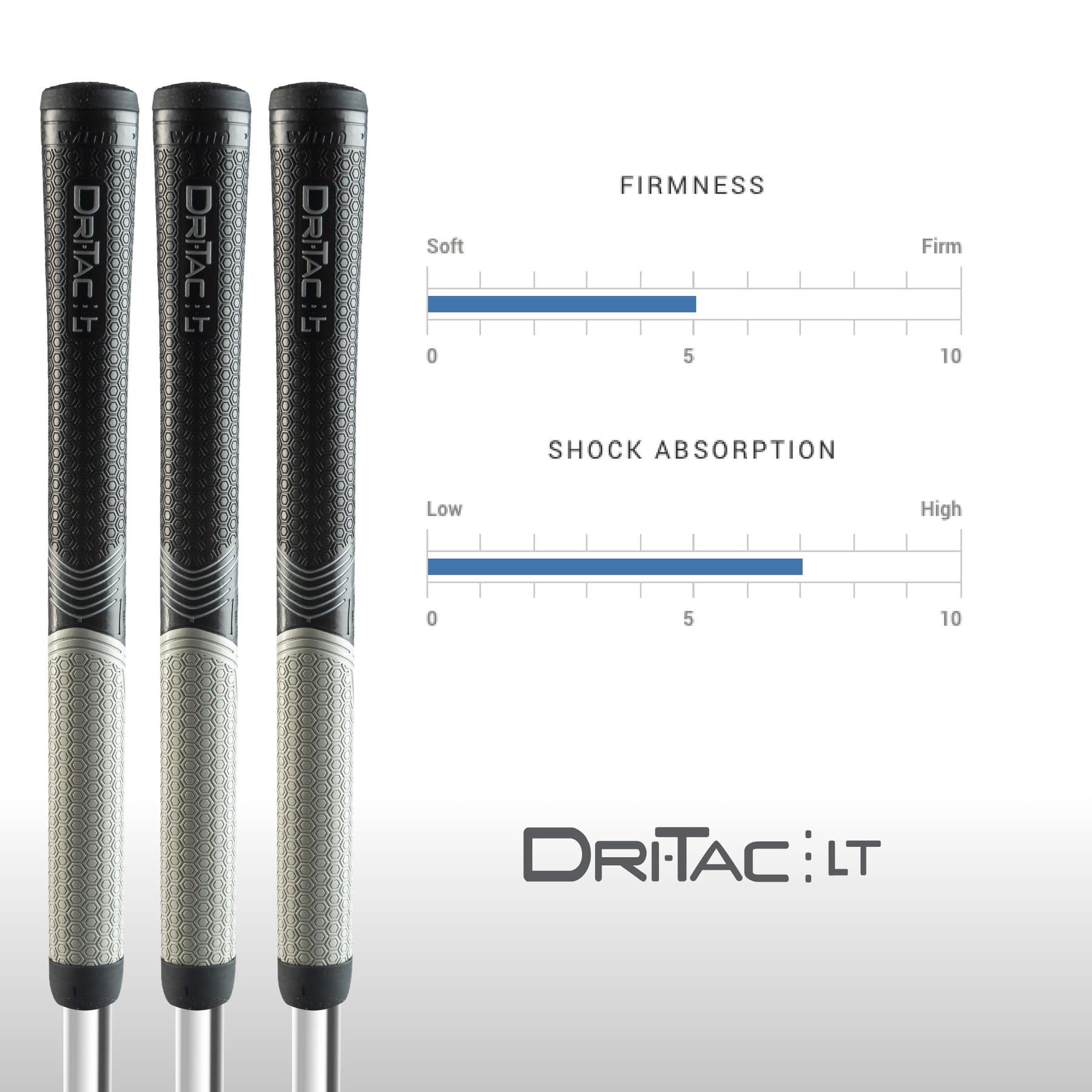 13er Set Winn Dri-Tac LT (weniger Konisch) Golfgriff Mittelgroß 6LTDT-BKG
