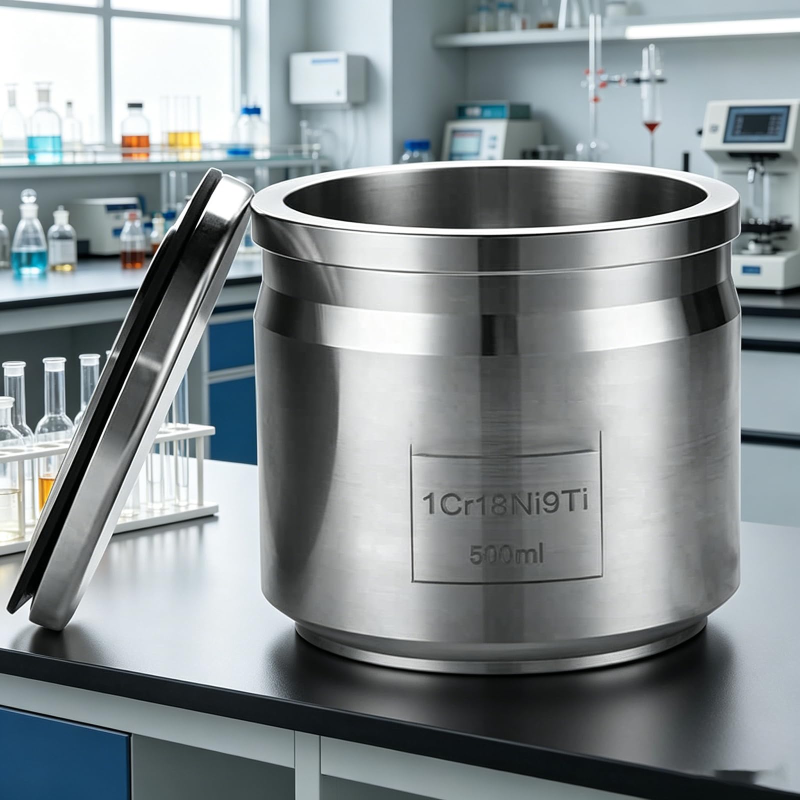 Molino De Bolas De Acero Inoxidable para Laboratorio, Tanque Reforzado De Alta Dureza, 2 Modos: Molienda Húmeda/molienda Seca, para Metales Y Diversos Materiales (500 Ml).
