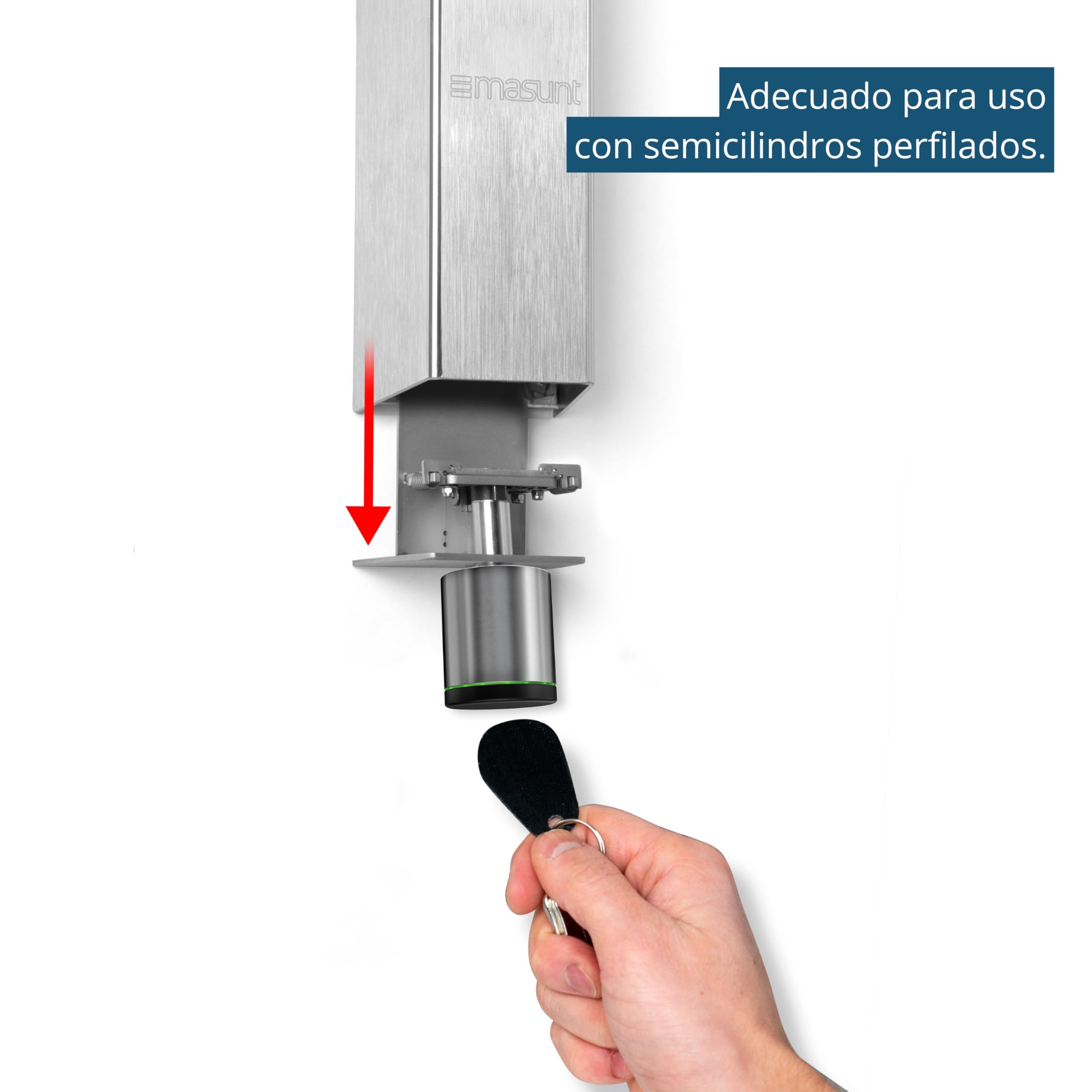 masunt Caja Fuerte de Servicio XL 640 - Caja Fuerte de Acero Inoxidable para Llaves, Resistente a la Intemperie, Extra Grande, preparada para semicilindro de Perfil Plata 271 X 103 X 66 mm