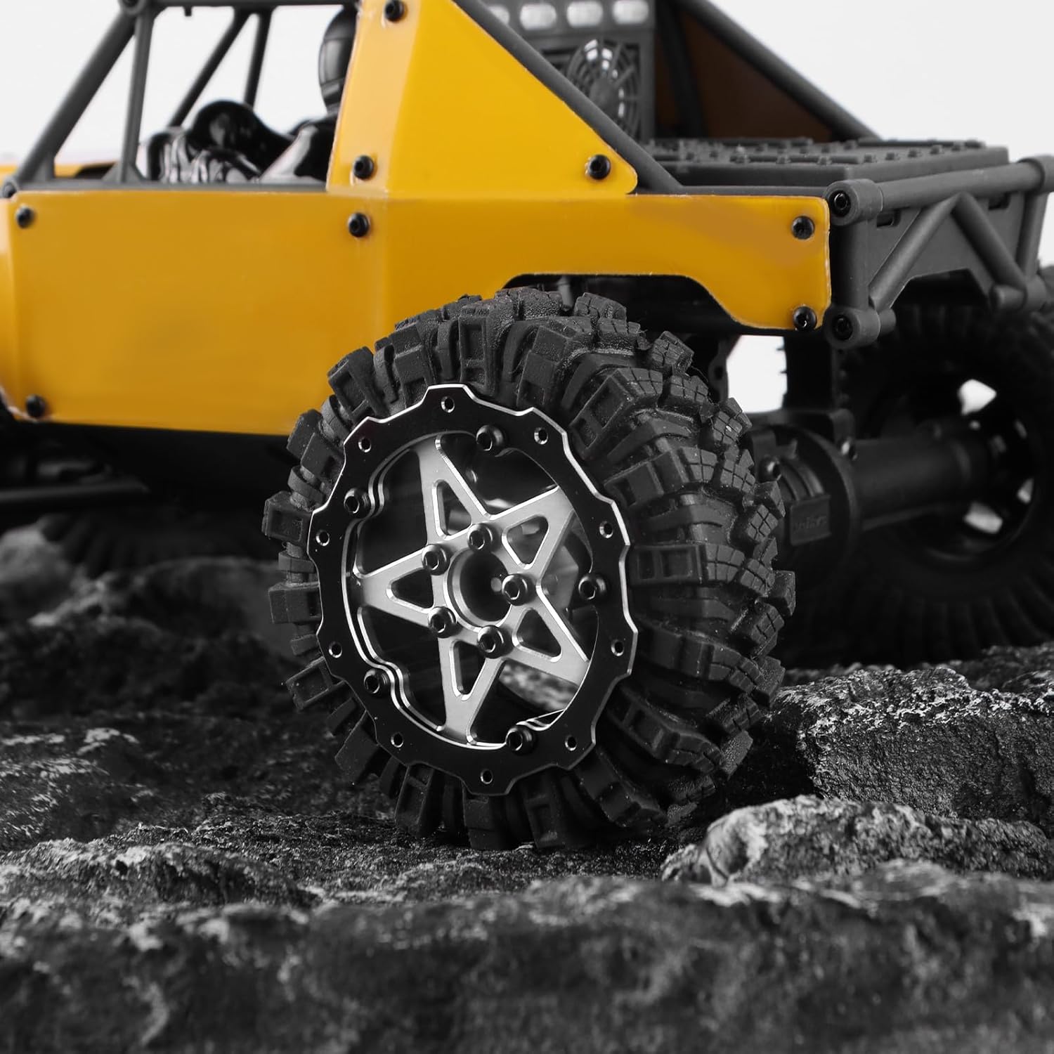 1.8"(46mm) Super RC Wheels, CNC Aluminum Beadlock Wheel Fits for Axial SCX24 TRX4M FCX24 Ascent 18, Compatible with 1.0"/1.2"/1.3" RC Tires (Silver)