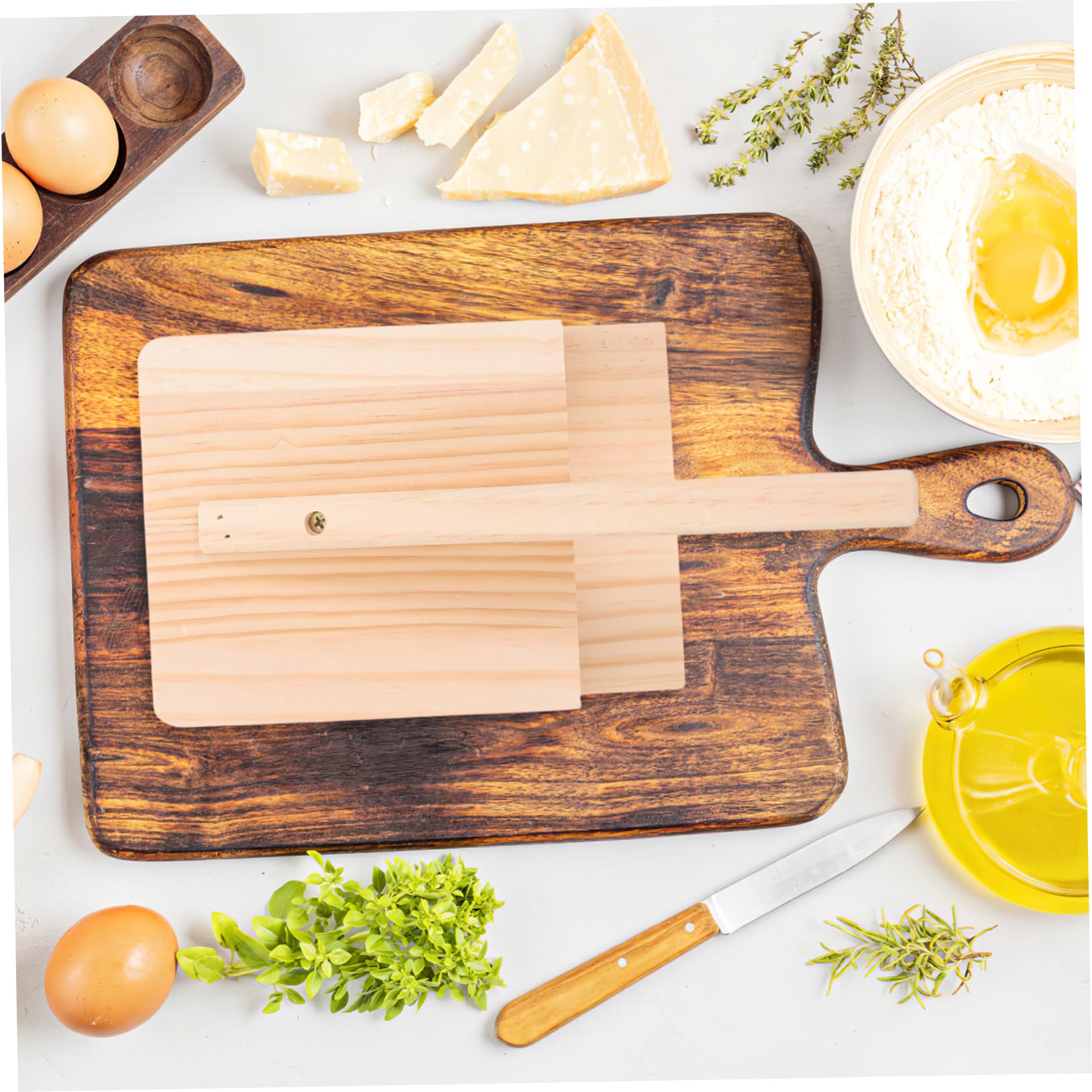 Moule à Raviolis en Bois et Acier Inoxydable, Presse-pâte | Fabriquer des Wrappers de Raviolis, Facile à Utiliser, Ustensile la Cuisine Bois, Outil de Pressage Pâte