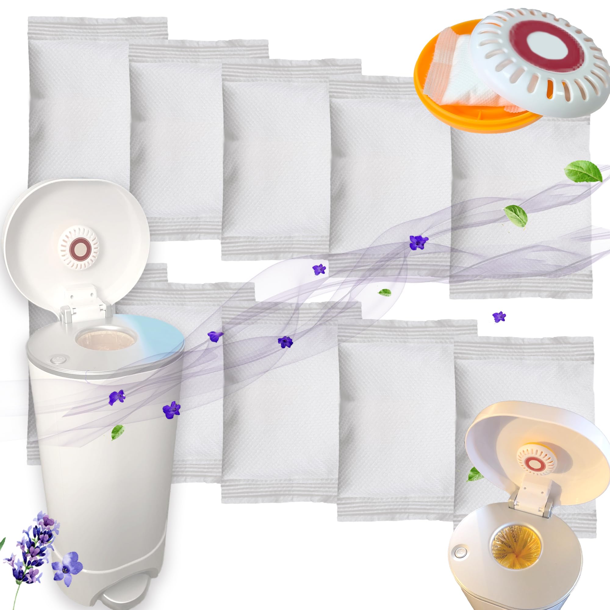 PurifyLogix 10PCS Lavender Scented Baking Soda Refills for Puck Baking Soda Cartridge, Diaper Pail Deodorizers Odor Absorber Compatible with Munchkin
