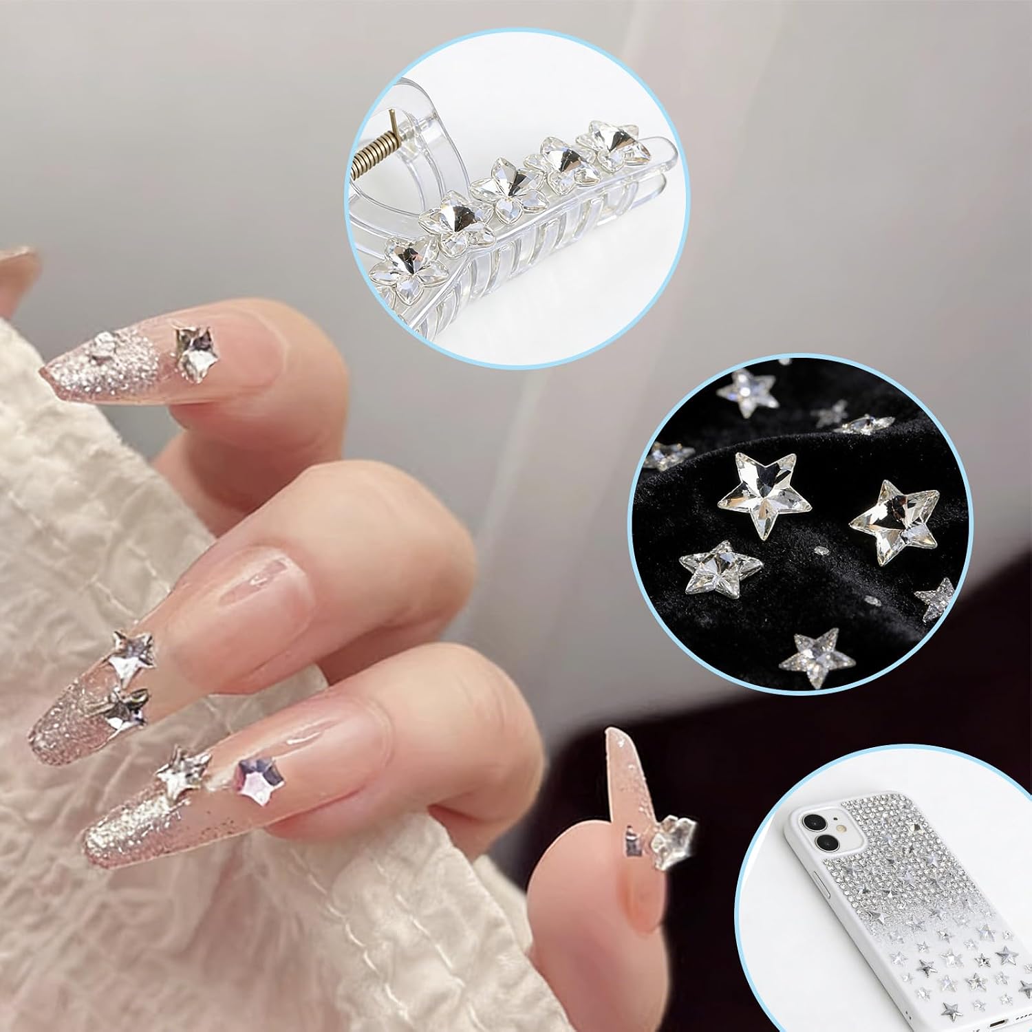 100 Pcs Mini Star Rhinestones 4 Styles Small Glass Stars with Silver Plated Back Pointed Back Rhinestones for Crafts DIY Wedding Engagement Party Decorations Clear Glass Embellishments