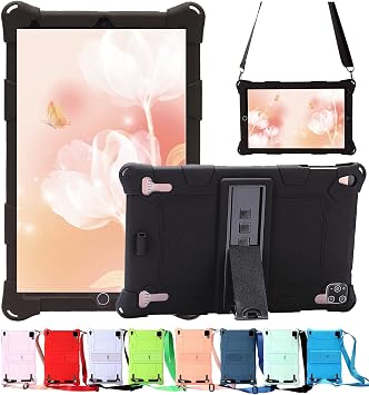 10.1 Inch Silicone Case for DUODUOGO P8/Novel TTT 10/AItszon 10/Gowin 10.1/VANKYO MatrixPad S21/OUZRS 10/AOYODKG P8/Gowin 10.1/JINHENG 10.1/DICEKOO 10, Shoulder Strap, Black