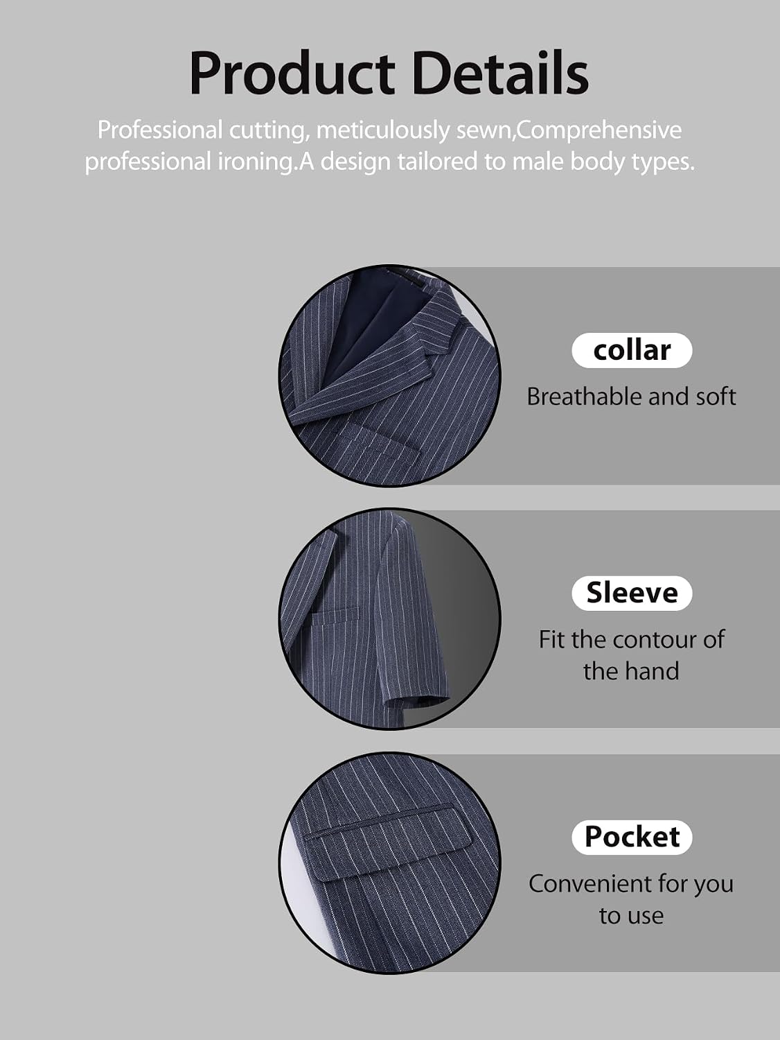 Men's Short Sleeve 2 Piece Suit Set Peak Lapel Striped Shorts & Blazer for Summer Business Casual Wedding