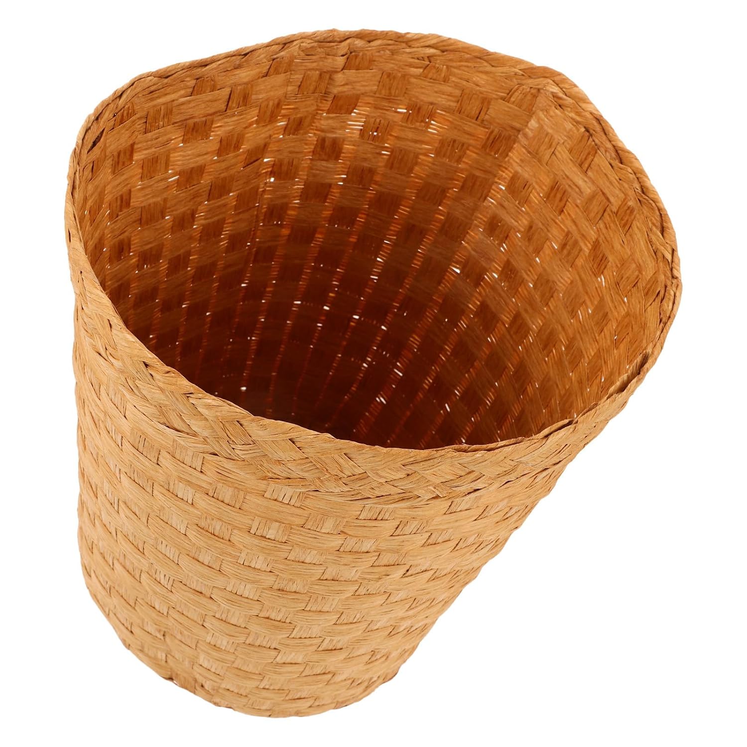Woven Trash Can Small Desktop Wastebasket Multipurpose Sundry Storage Basket for Office and Home Organization