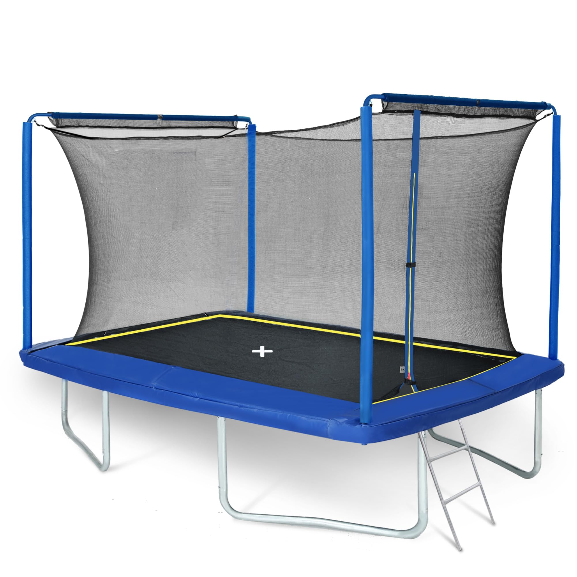 Generisch Trampolino rettangolare da 244 x 366 cm con rete di sicurezza, imbottitura dei bordi resistente ai raggi UV, struttura robusta resistente alle intemperie, adatto per giardino e più utenti