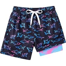 Boys Swim Trunks with Compression Liner Swimming Shorts Quick Dry Bathing Suit for 7-20 Years