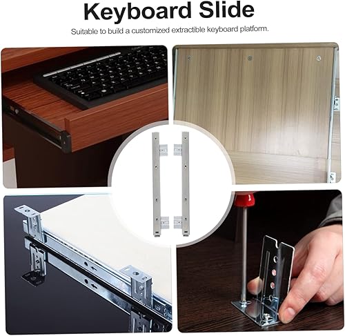 Miniatura 2 de STOBOK 1 par de rieles de teclado con diapositivas para teclado, riel deslizante para teclado, hardware deslizante para teclado, riel deslizante,