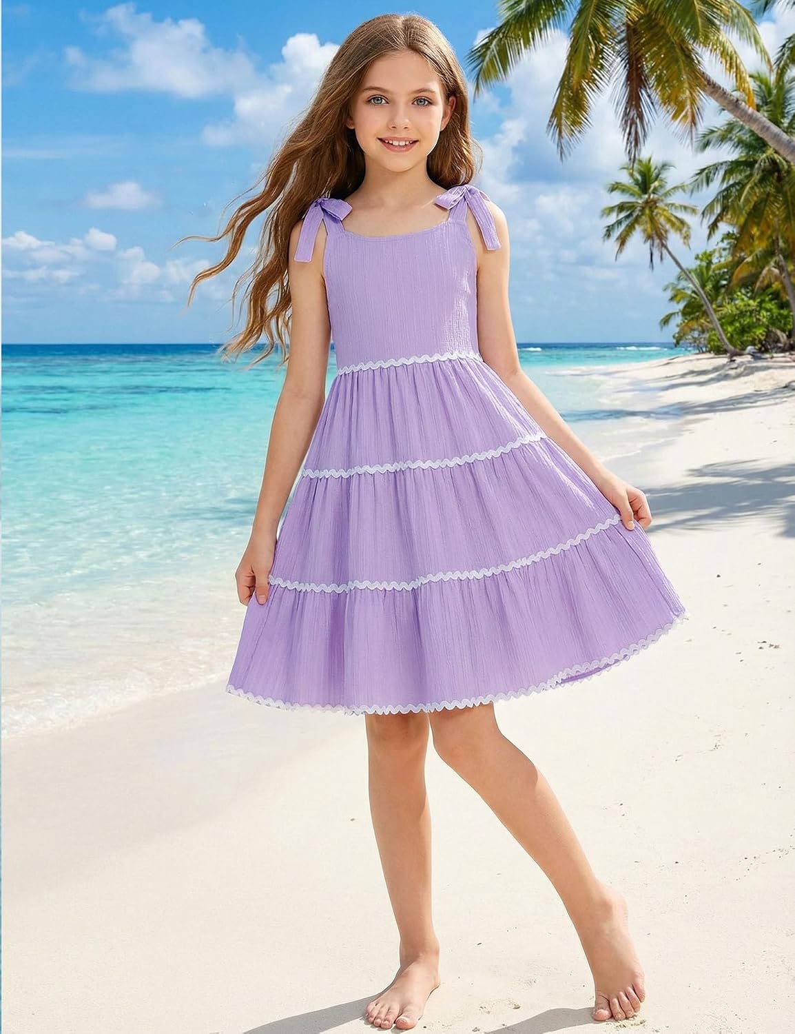 Arshiner Girls Bow Tie Straps Smocked