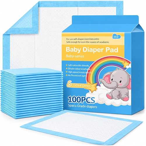 Disposable Changing Pads, Waterproof Baby Nappy Mats, 100 Pack
