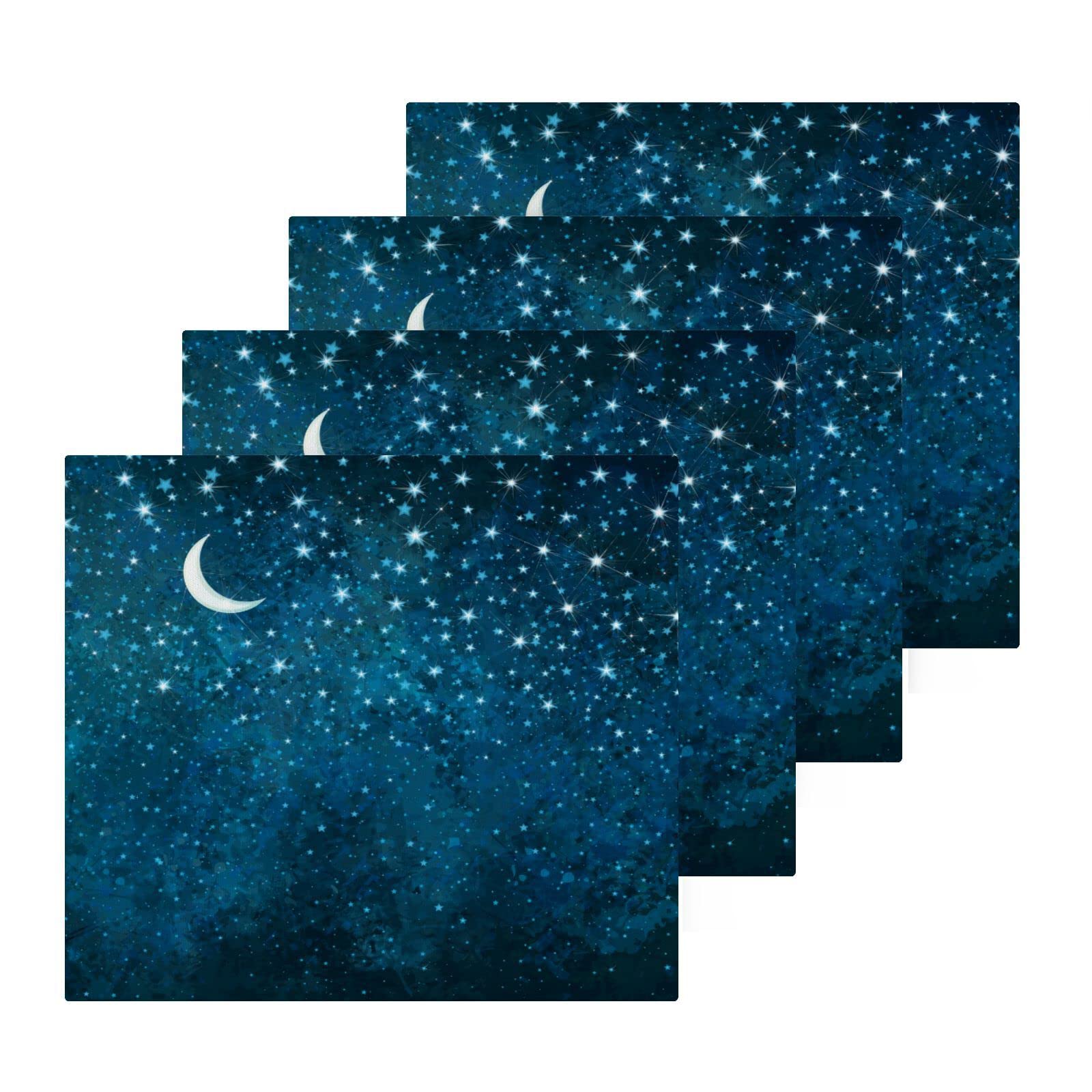 Soft Fingertip Towel Face Cloths Night Starry Sky Moon StarBath Washcloths Absorbent Wash Cloths Quick Drying Bath Towel for Bathroom,Spa,Gym,Kitchen,Set 4