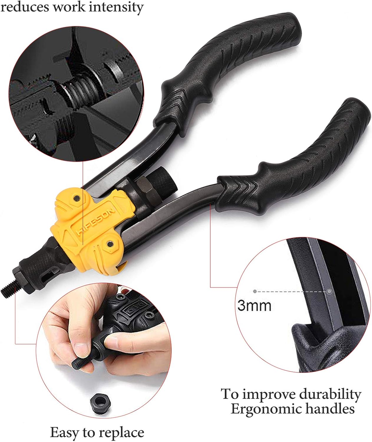 Labor-Saving Hand Riveter BT-617 Manual Rivet Hine Riveting s with Nut Dies