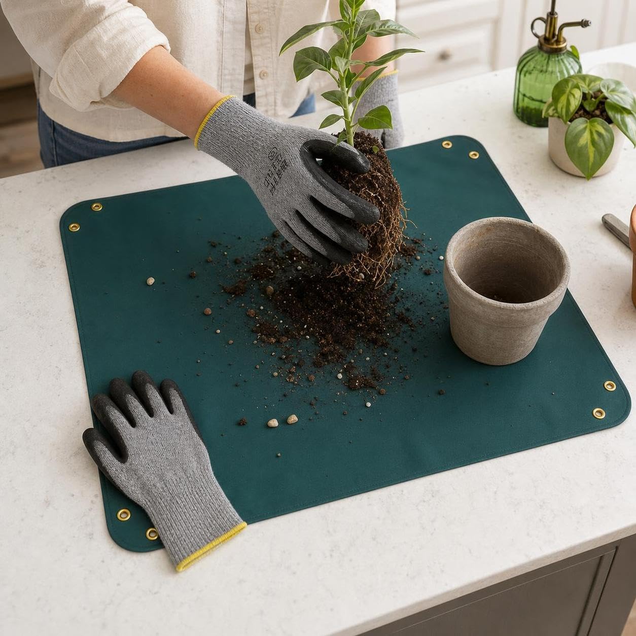 Tapis Jardinage Étanche Oxford, Matériau en Caoutchouc, Tapis Culture, Travaux pépinière, pour propriétaires, Style to 4, 75x75cm