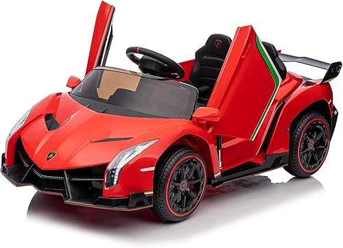 Winado Lamborghini Veneno - Vehículo eléctrico de 12 V, con licencia para niños, juguete a batería con control parental, puertas hidráulicas, 3