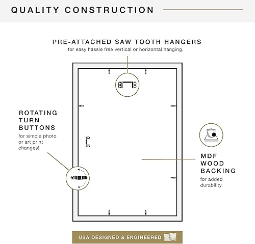 Miniatura 7 de MCS Studio Gallery Marco para póster de 16 x 24 pulgadas, imitación de veta de madera natural, colgar en horizontal o vertical, grande, para fotos o