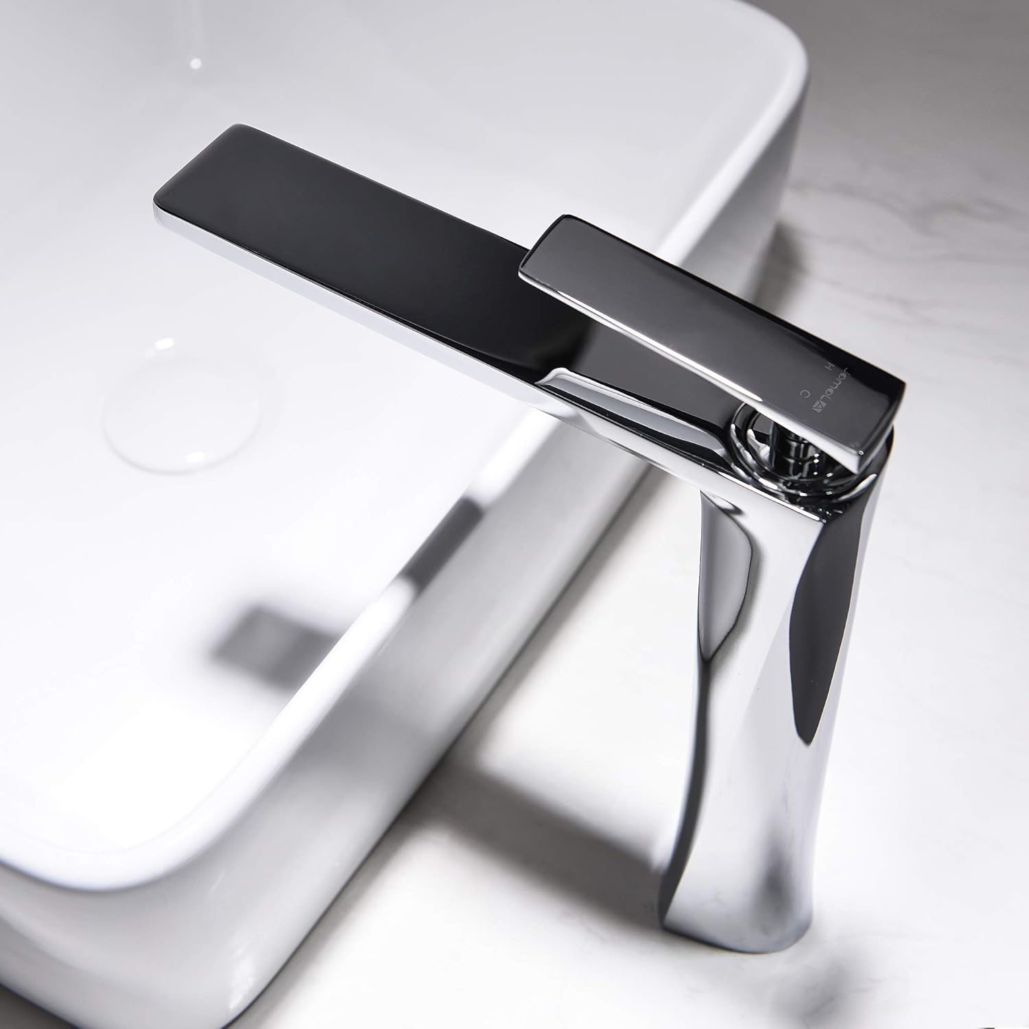 Review Product JOMOLA Bathroom Vessel Sink Faucet Single Handle Vanity Sink Bowl Basin Faucet One Hole Tall Bathroom Faucet Lavatory Basin Mixer Tap Brass Matte White