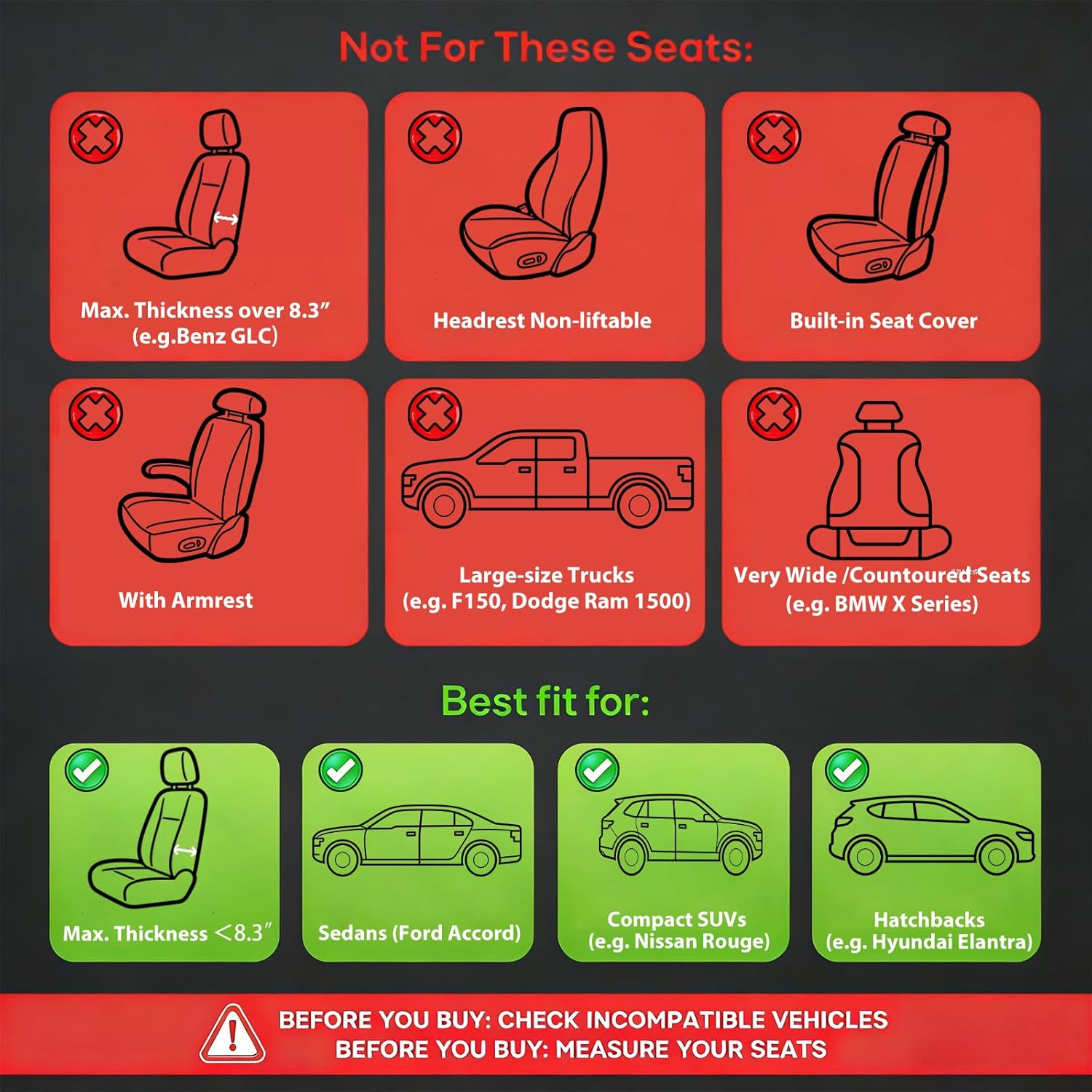 Car Seat Covers Front Seats, Leather Seat Cover for Cars, Automotive Seat Protector Waterproof, Anti-slip Car Seat Cushion Universal fit for Most Cars SUVs No for Truck (Light Beige, Front)