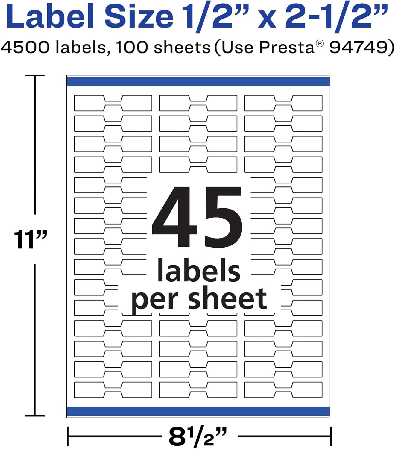 Avery Matte White Barbell Labels, Sure Feed Technology, 0.5" x 2.5", 4,500 White Labels, Permanent Adhesive, Laser/Inkjet Printable