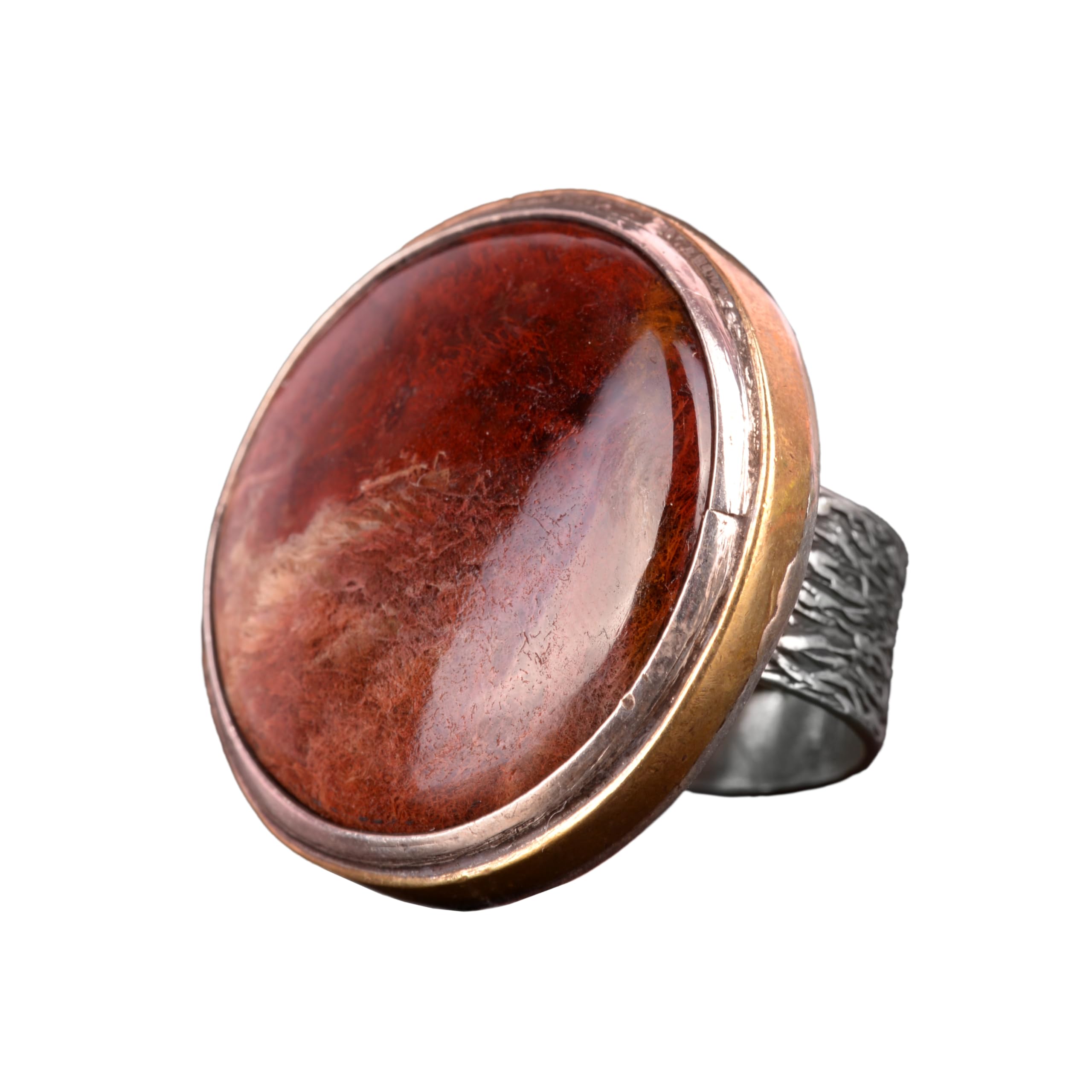 KAMBO Anillo de ágata natural real para hombre, anillo de plata para hombre (talla 8.25), piedra preciosa, ágata, Piedra preciosa, Ágata