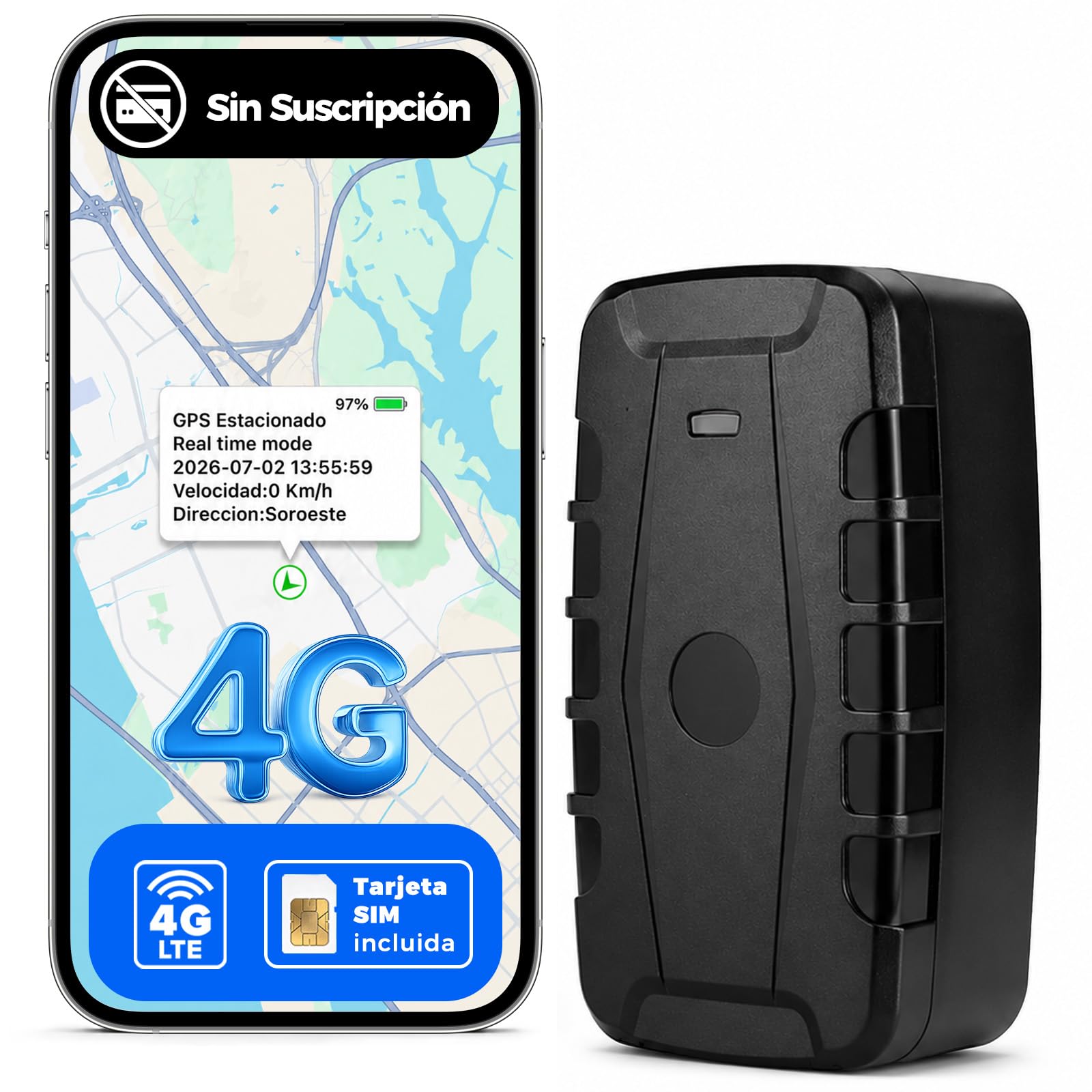 4G localizador GPS para Coche IP67 Impermeable 20,000 mAh duración de la batería 240 días Fuerte magnético Adecuado para automóviles, Camiones, Barco TK918 | Batería 20000 mAh, Imán Potente, IP67 Impermeable, Historial 180 Días, Alarma con Aviso Móvil, pa