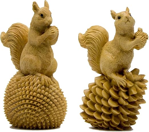 Amazon 置物 インテリア ツゲ 黄楊 木彫り リス 木鼠 キネズミ 果実を食べるリス 栗鼠 木の置物 天然木 ウッド 玄関 小物 可愛い ガーデン 雑貨 置物 オブジェ オンライン通販