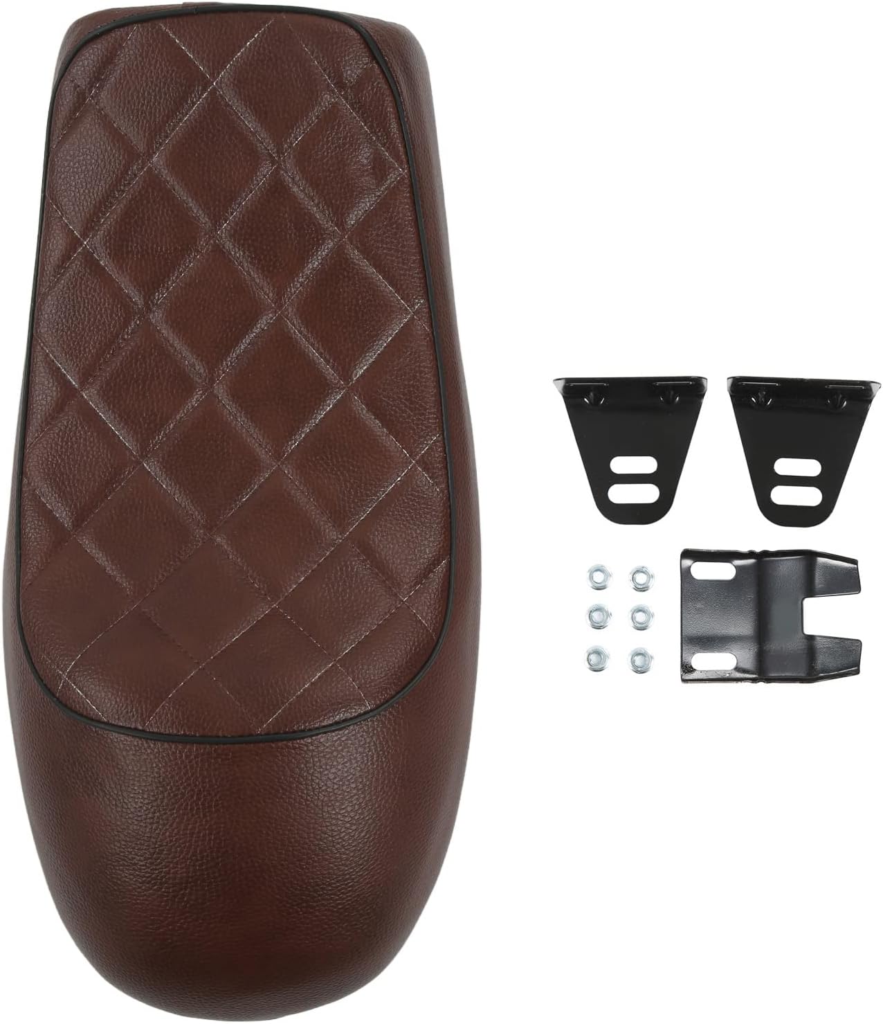 Qiilu Asiento de una pieza para motocicleta  CB125 CB175 CB200 CB350 CB360 CB400 Cojín de asiento marrón Forma de joroba Reemplazo vintage para